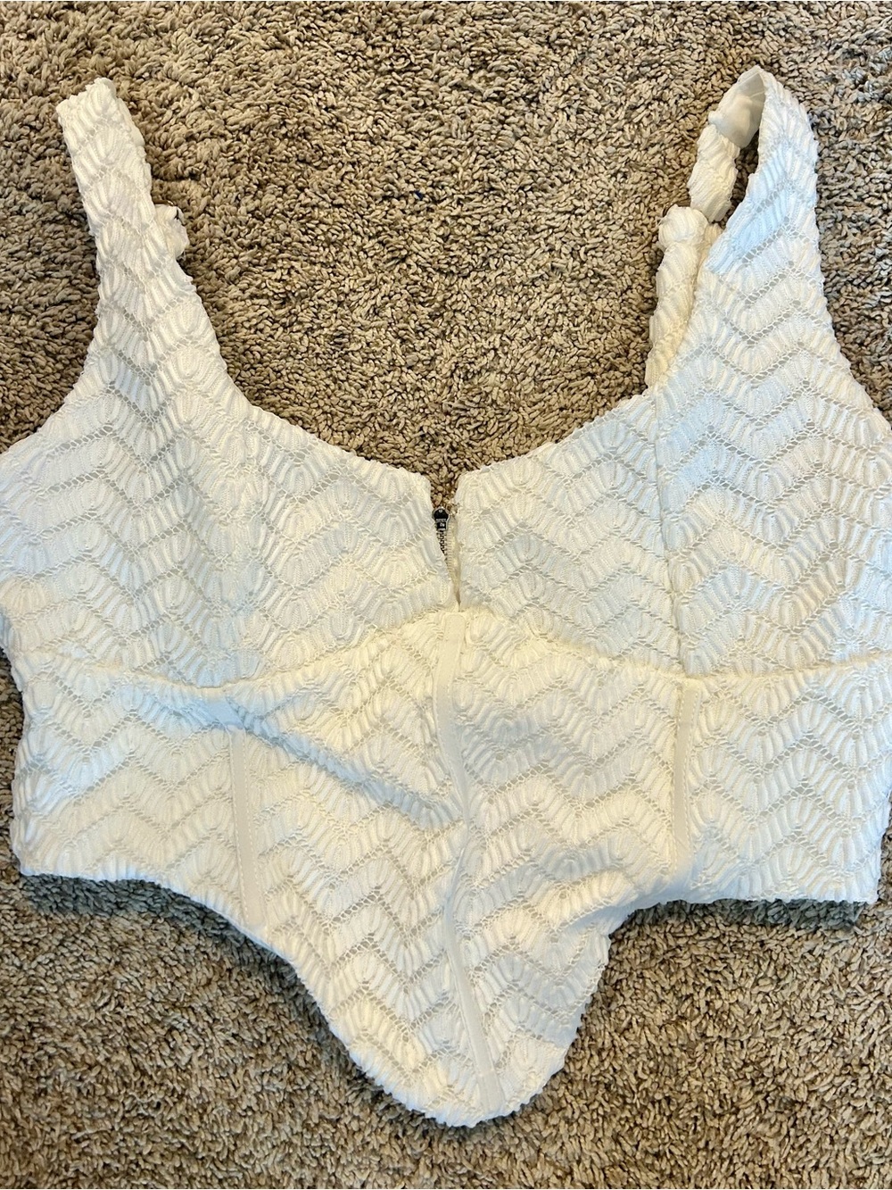 Sabo White Textured Lace Crop Top